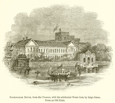 Buckingham House, fra Themsen, med den berømte vandport af Inigo Jones af English School