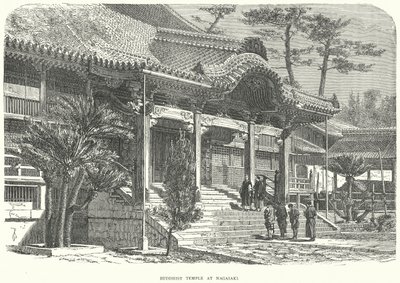 Buddhistisk tempel i Nagasaki (gravering) af English School