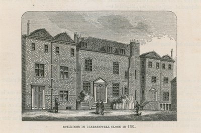 Bygninger i Clerkenwell Close i 1791 af English School