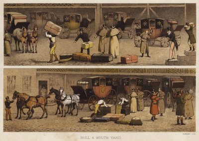 Bull and Mouth Yard (farve litho) af English School