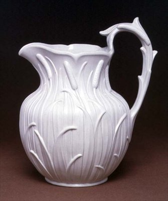 Bullrush vandkande, lavet i Hanley, Ridgeway & Abington, ca. 1848-60 (hvidt reliefstøbt stentøj) af English School