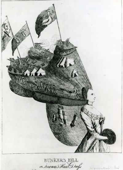 Bunkers Hill oder Amerikas Kopfschmuck, 1776 von English School
