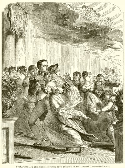 Buonaparte og kejserinden flygter fra ilden ved det østrigske ambassadørbal af English School