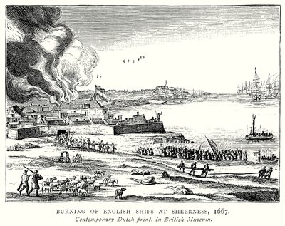 Verbrennung englischer Schiffe bei Sheerness von English School