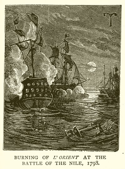 Afbrænding af Lorient i slaget ved Nilen, 1798 af English School