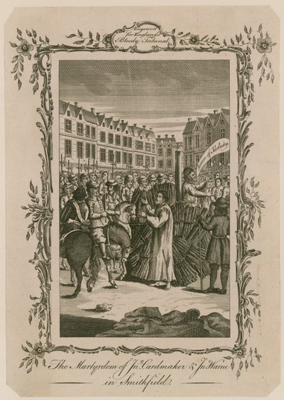 Afbrænding af martyrer i Smithfield af English School