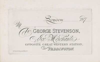 Visitkort til George Stevenson af English School
