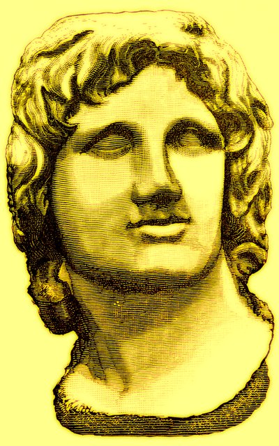 Buste af Alexander den Store, fra British Museum, statue i Vatikanet, illustration fra History of Rome af Victor Duruy, udgivet 1884 (digitalt forbedret billede) af English School