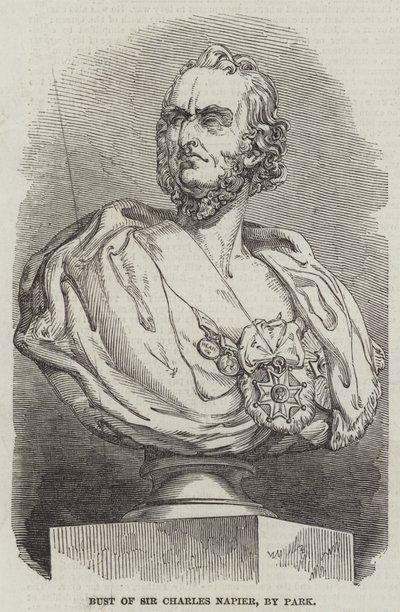 Buste af Sir Charles Napier, ved Park (gravering) af English School