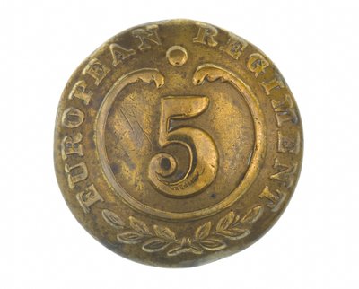 Button, andre rækker, 5. Bengalske europæiske regiment, 1858-1860 af English School