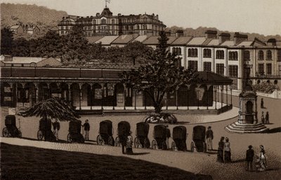 Buxton: Hot Baths and Colonnade (litho) af English School