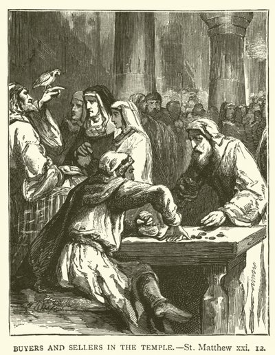 Købere og sælgere i templet, St. Matthew, xxi af English School
