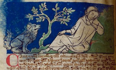 CCA-LitMs/D/10 fol. 5v Dog, fra Bestiary af English School