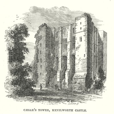 Cæsars Tower, Kenilworth Castle (gravering) af English School