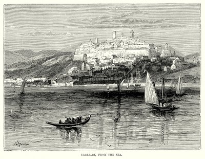 Cagliari, set fra havet (stik) af English School