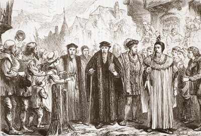 Calvin går ind i Genève igen, illustration fra The History of Protestantism af James Aitken Wylie (1808-1890), pub. 1878 af English School