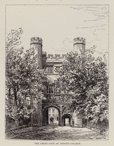 Cambridge: The Great Gate of Trinity College (ætsning) af English School