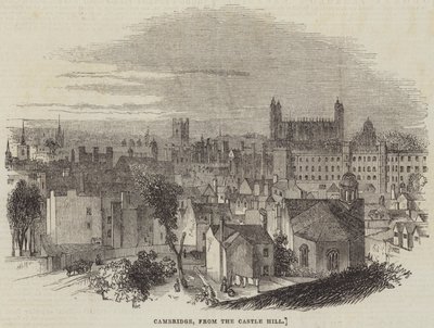 Cambridge, fra Castle Hill (gravering) af English School