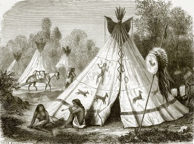 Lejr af Comanche-indianere af English School