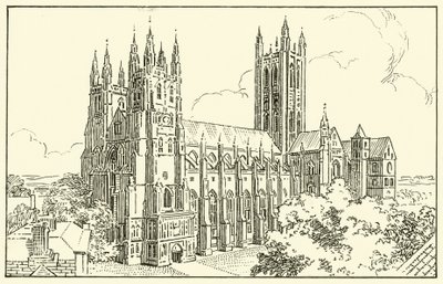 Canterbury Cathedral (blæk på papir) af English School