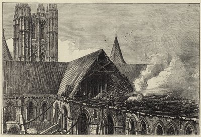 Canterbury Cathedral efter den nylige brand af English School