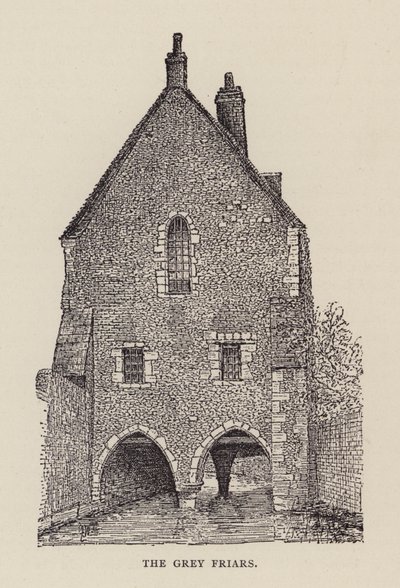 Canterbury: The Grey Friars (litho) af English School