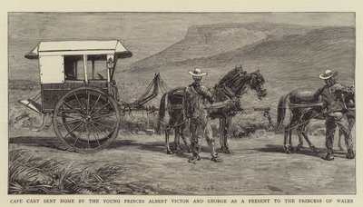 Cape Cart sendt hjem af de unge prinser Albert Victor og George som gave til prinsessen af Wales (gravering) af English School