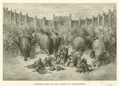 Fangede jøder i cirkus i Alexandria (gravering) af English School