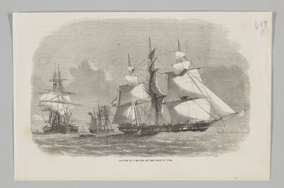 Capture of a Slaver off the Coast of Cuba (blæk på papir) af English School