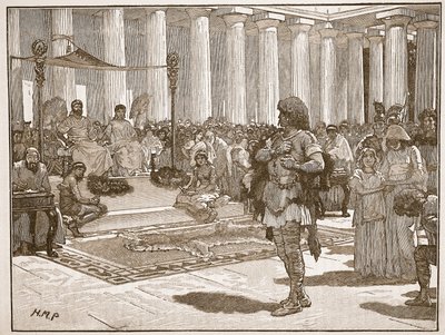 Caractacus før Claudius, illustration fra Cassells Illustrated History of England (sepia foto) af English School