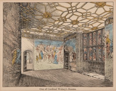 Kardinal Wolseys værelser (håndfarvet litho) af English School