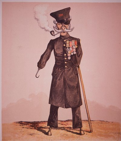 Karikatur af Chelsea Pensioner fra Royal Hospital, fra 