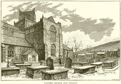 Cartmel kirke og landsby af English School