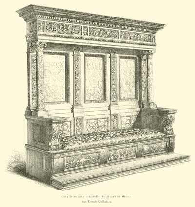 Udskåret trone tilhørende Julian di Medici af English School