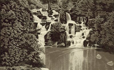 Cascade, Virginia Water (litho) af English School