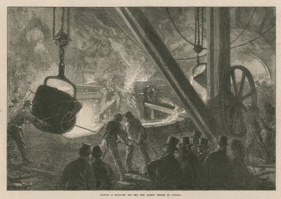 Støber en cylinder til den nye Albert Bridge i Chelsea af English School