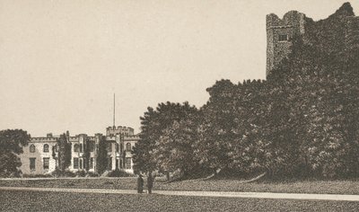 Castle Front and Keep (litho) af English School