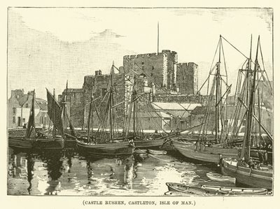 Castle Rushen, Castleton, Isle of Man (kobberstik) af English School