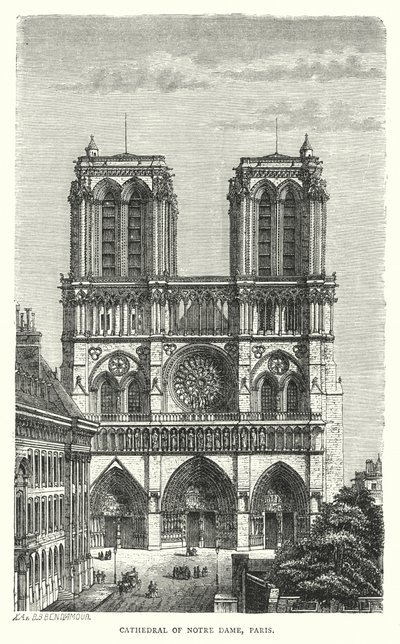 Notre Dame-katedralen, Paris (gravering) af English School