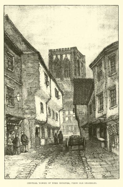 Central Tower of York Minster, fra Old Shambles af English School
