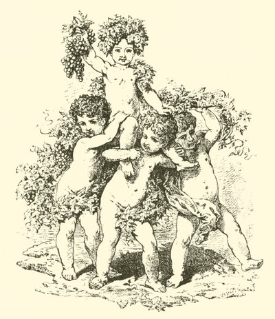 Champagne, allegoriske figurer (gravering) af English School