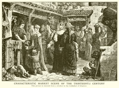 Charakteristische Marktszene des dreizehnten Jahrhunderts von English School