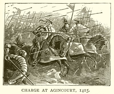 Anklage ved Agincourt, 1415 af English School