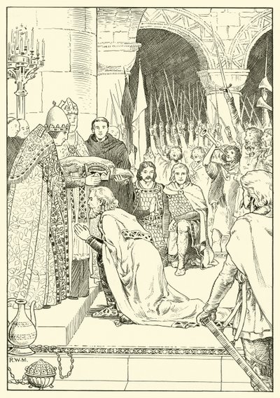 Karl den Store kronet i St. Peters (blæk på papir) af English School