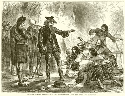 Charles Edward i ly af højlænderne efter slaget ved Culloden af English School