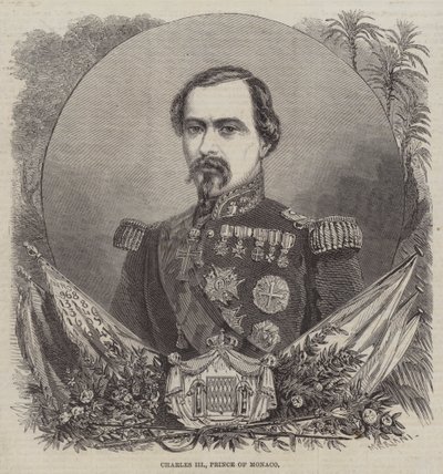 Charles III, Prins af Monaco (gravering) af English School