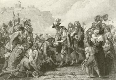 Charles II lander ved Dover af English School