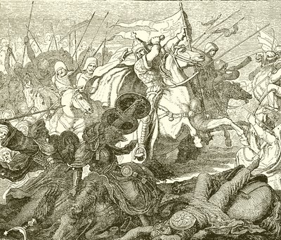 Charles Martel hos Poictiers af English School