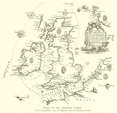 Karte des Kurses der Armada von English School