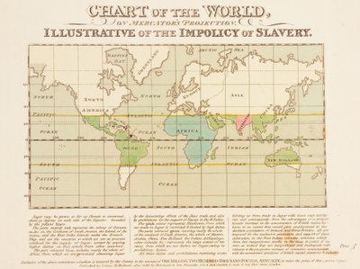Chart of the World, på Mercators projektion, Illustrativ for slaveriets impolitik af English School